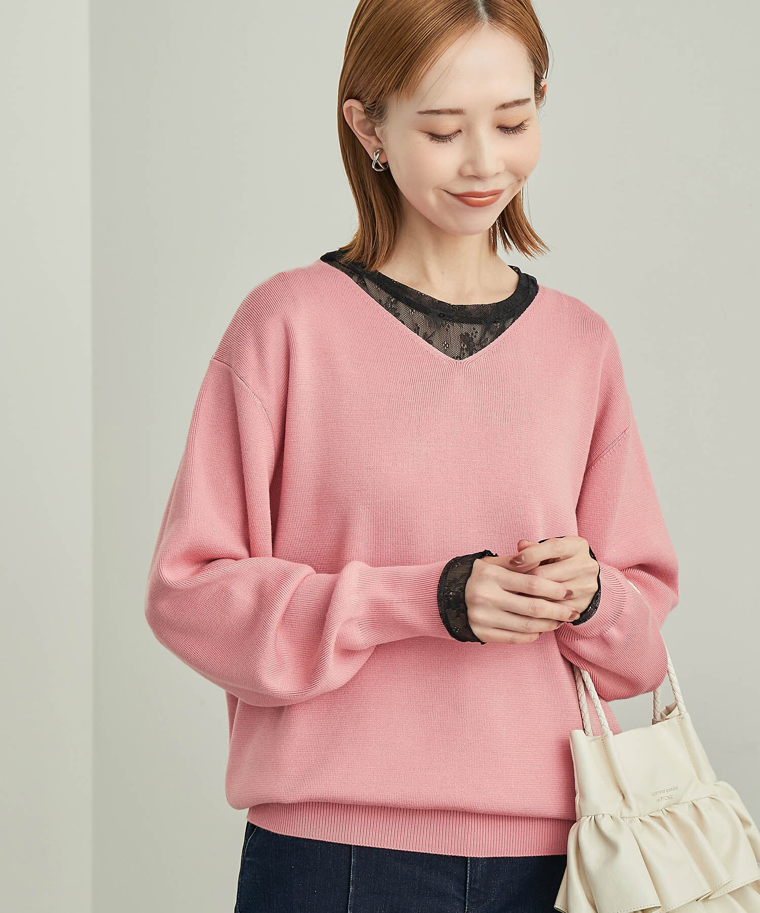 Rope&rsquo;Picnic「マシュマロニットVネックプルオーバー/洗濯機OK」|ニット・セーター|