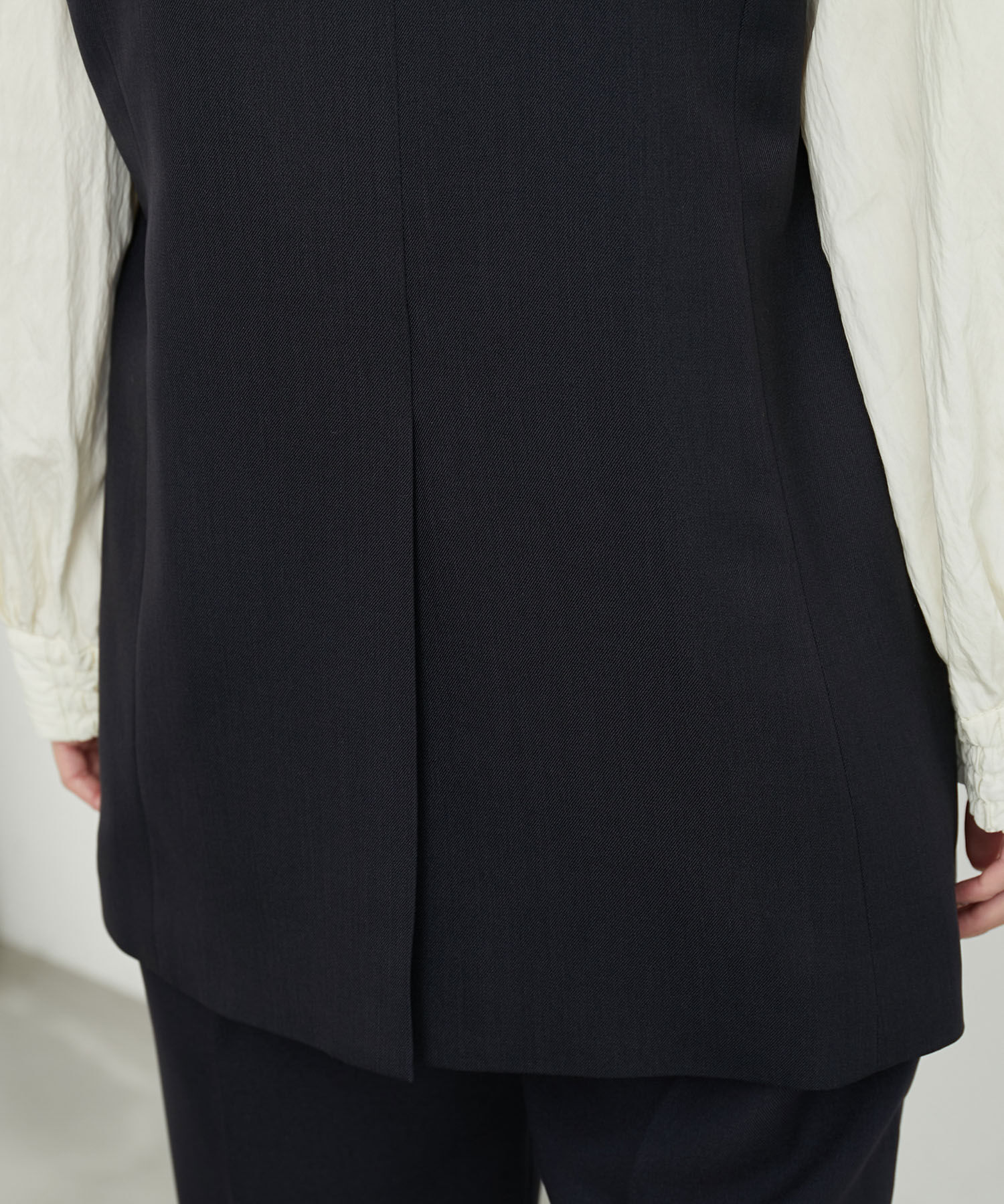 Rope&rsquo;Picnic「ウールライクサキソニーノーカラースリーブレスジャケット」|ベスト・ジレ|