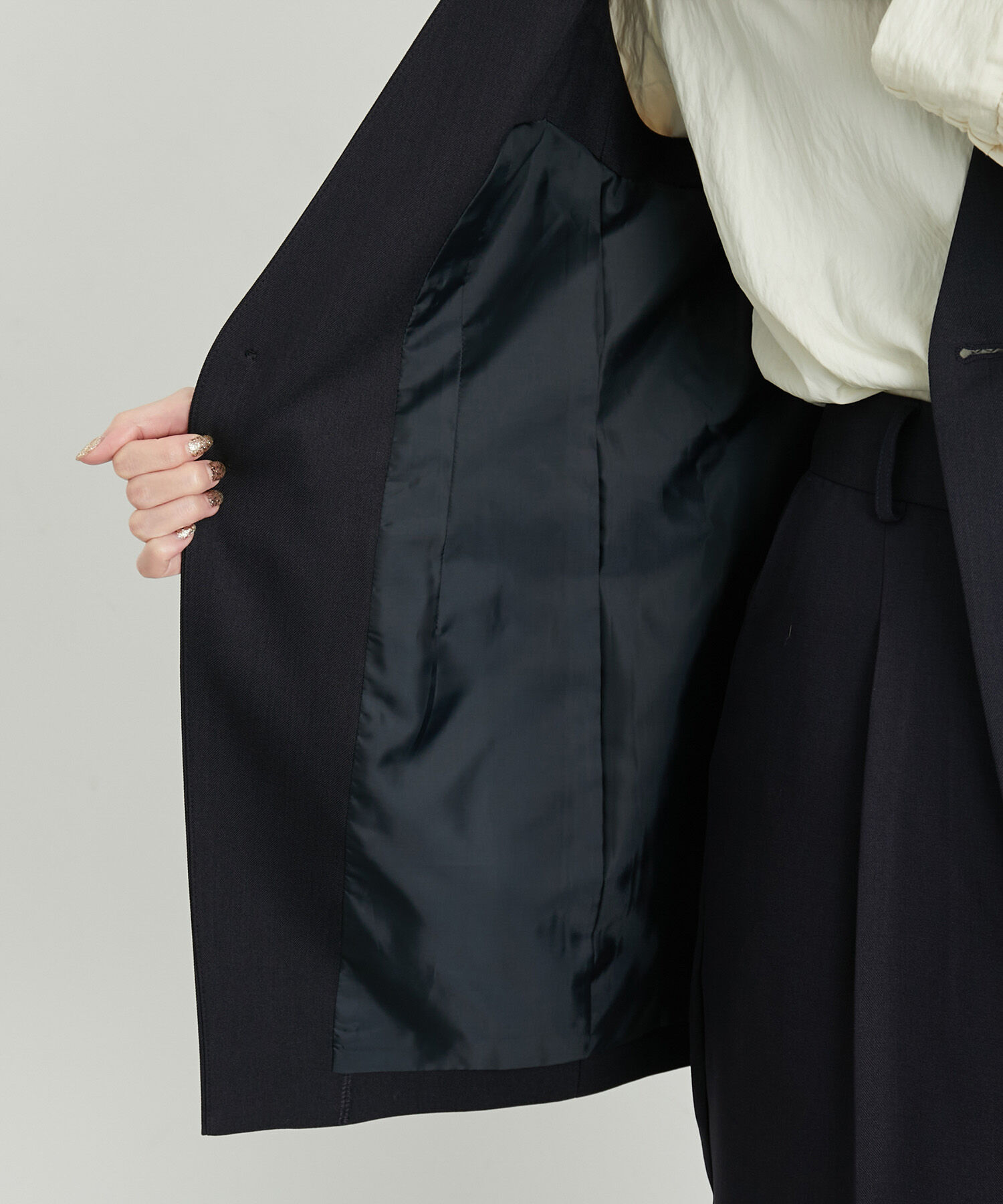 Rope&rsquo;Picnic「ウールライクサキソニーノーカラースリーブレスジャケット」|ベスト・ジレ|