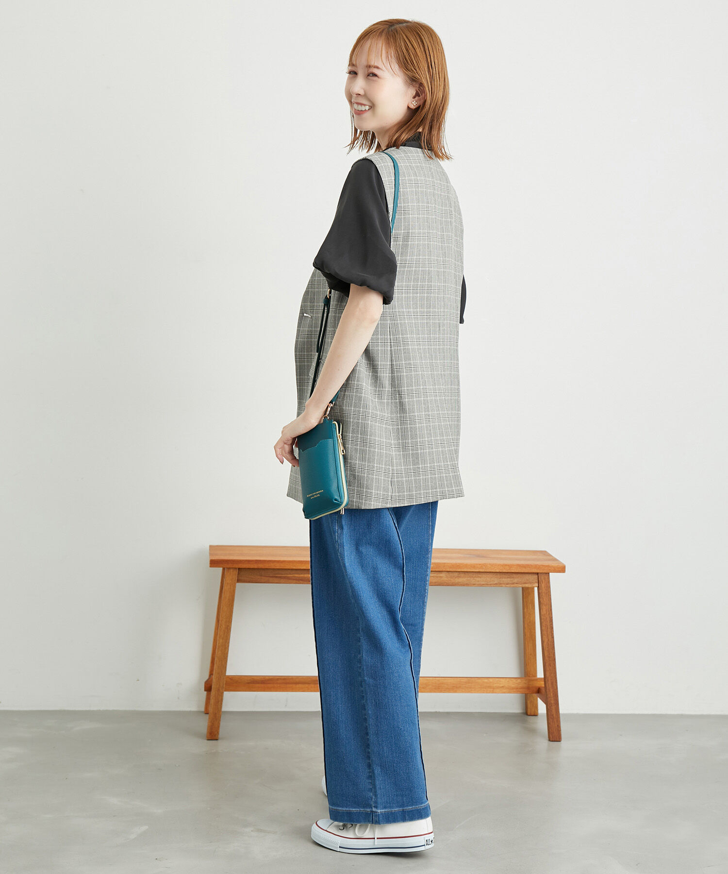 Rope&rsquo;Picnic「ウールライクサキソニーノーカラースリーブレスジャケット」|ベスト・ジレ|