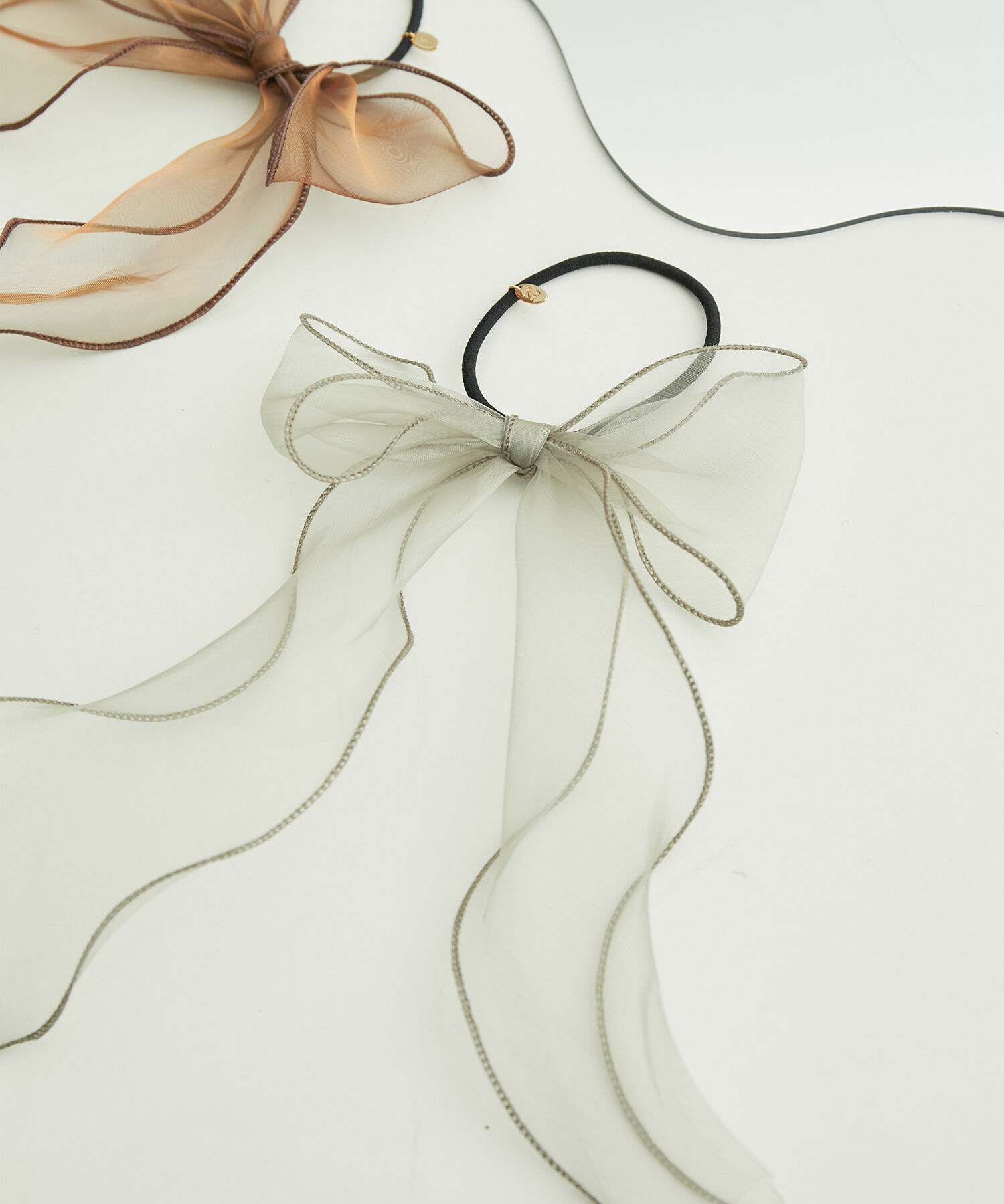 ROPE PICNIC PASSAGE「シャイニーオーガンジーリボンポニー」|ヘアゴム・シュシュ|グリーン系(35)