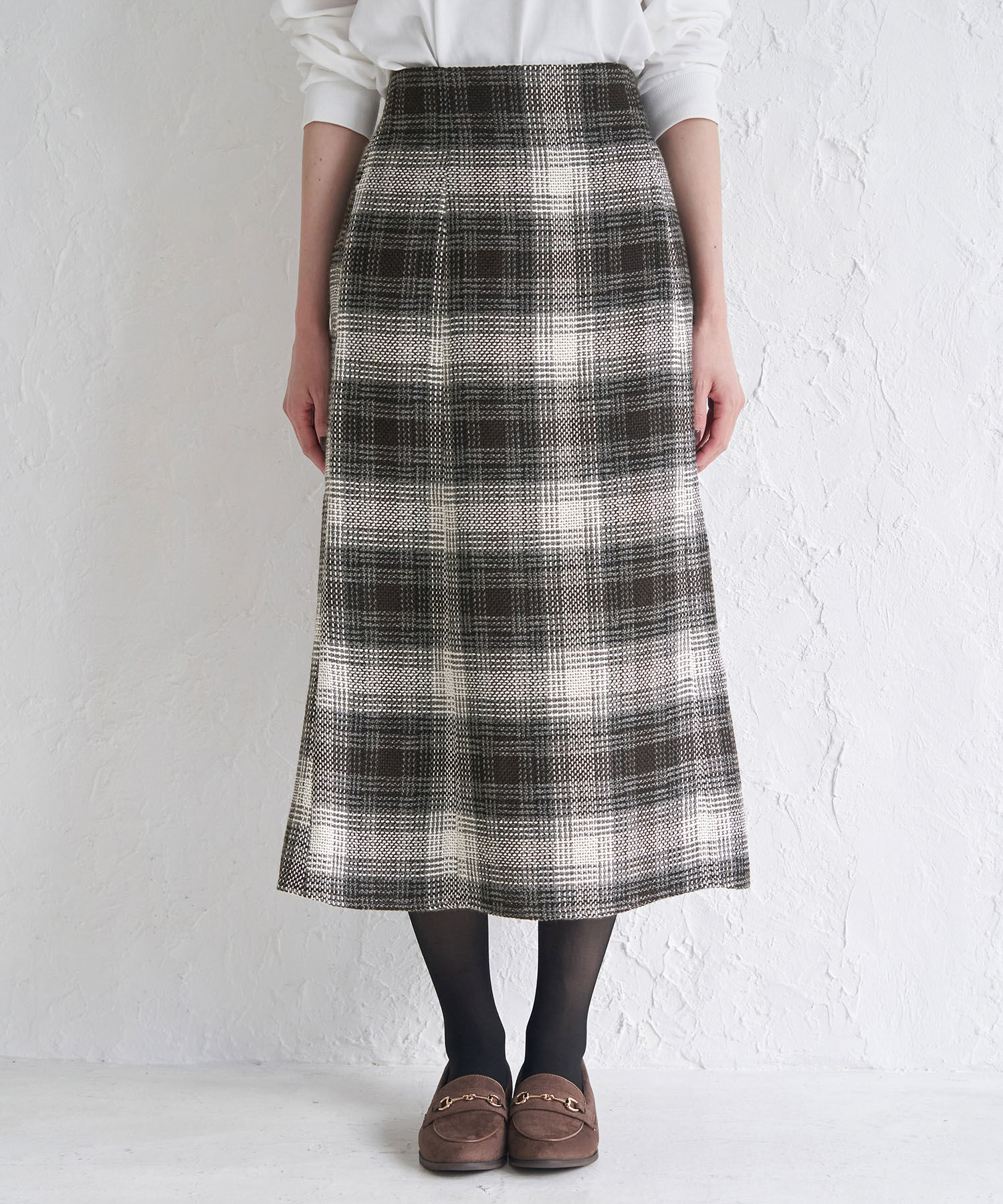 Rope&rsquo;Picnic「チェックツイードセミフレアスカート」|スカート|