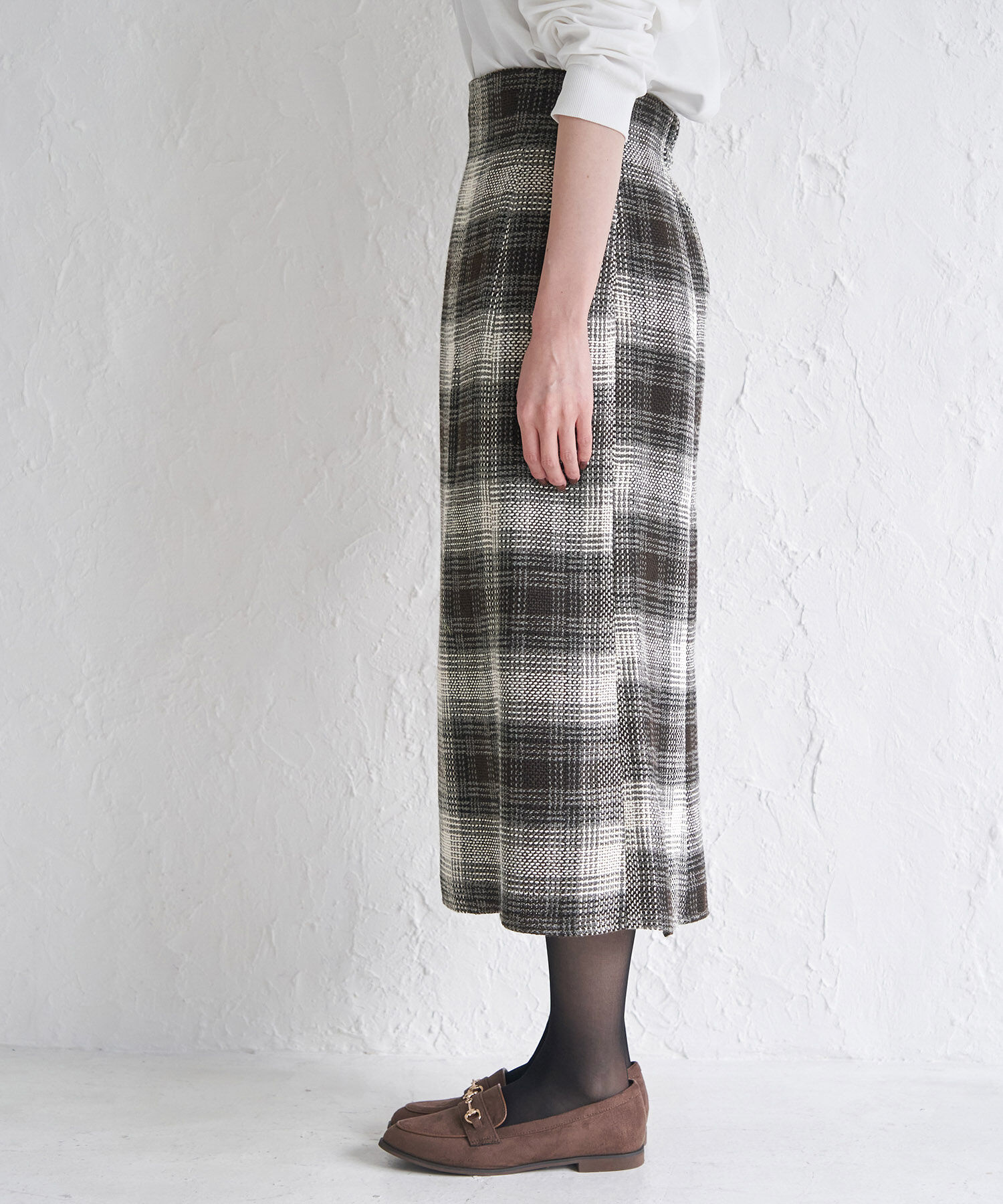 Rope&rsquo;Picnic「チェックツイードセミフレアスカート」|スカート|