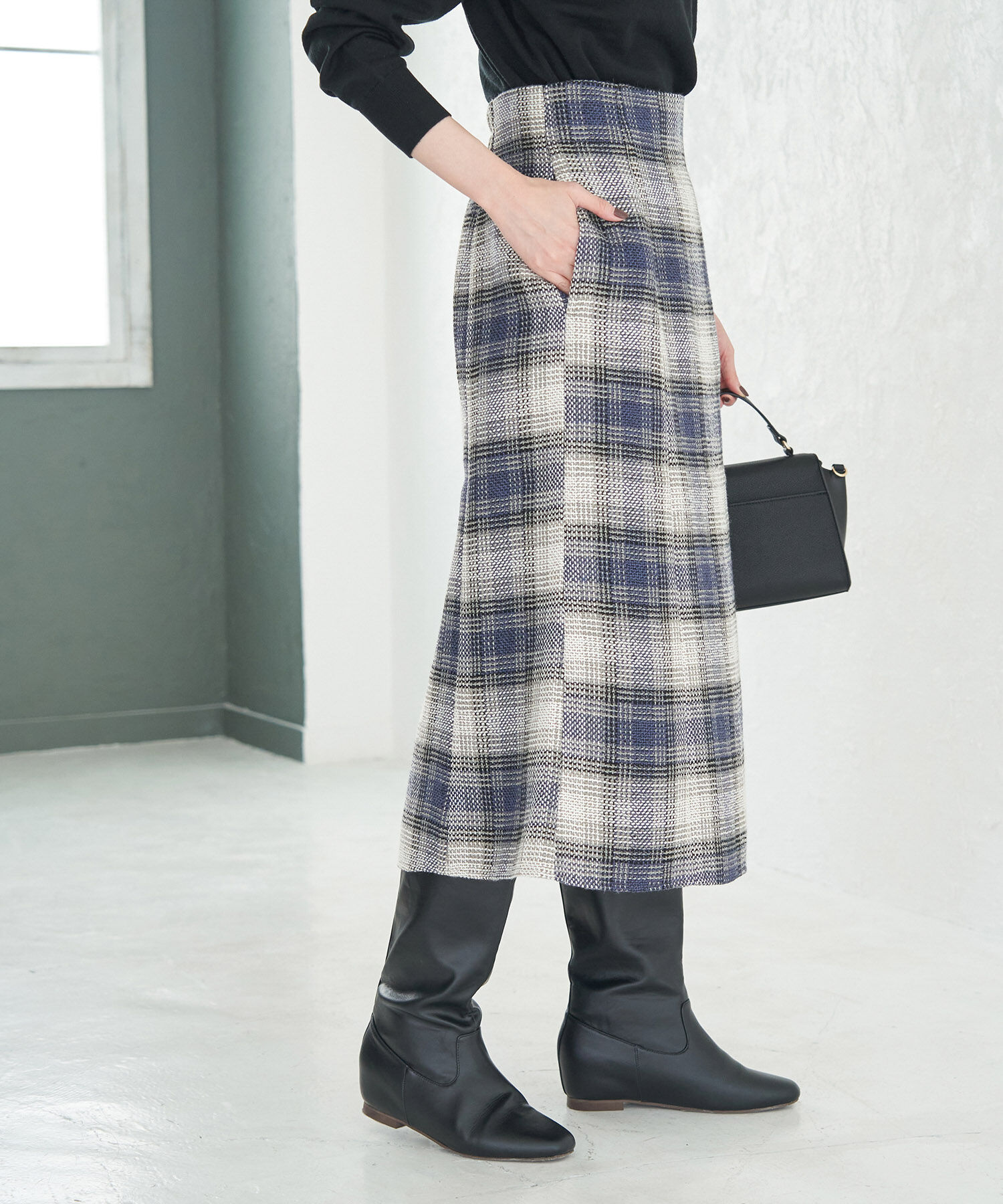 Rope&rsquo;Picnic「チェックツイードセミフレアスカート」|スカート|