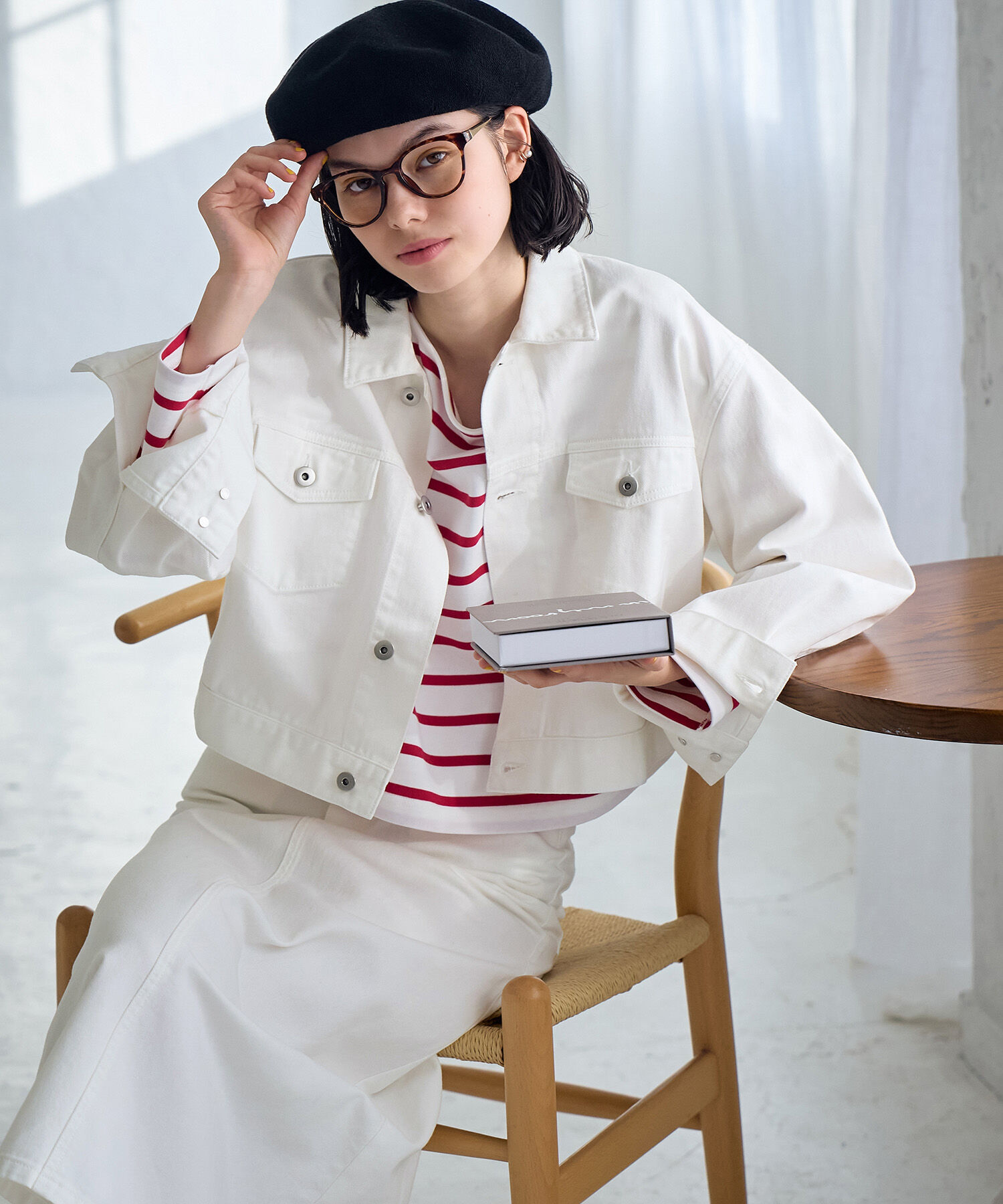 ROPE' PICNIC R「ショート丈ホワイトデニムジャケット」|デニムジャケット|