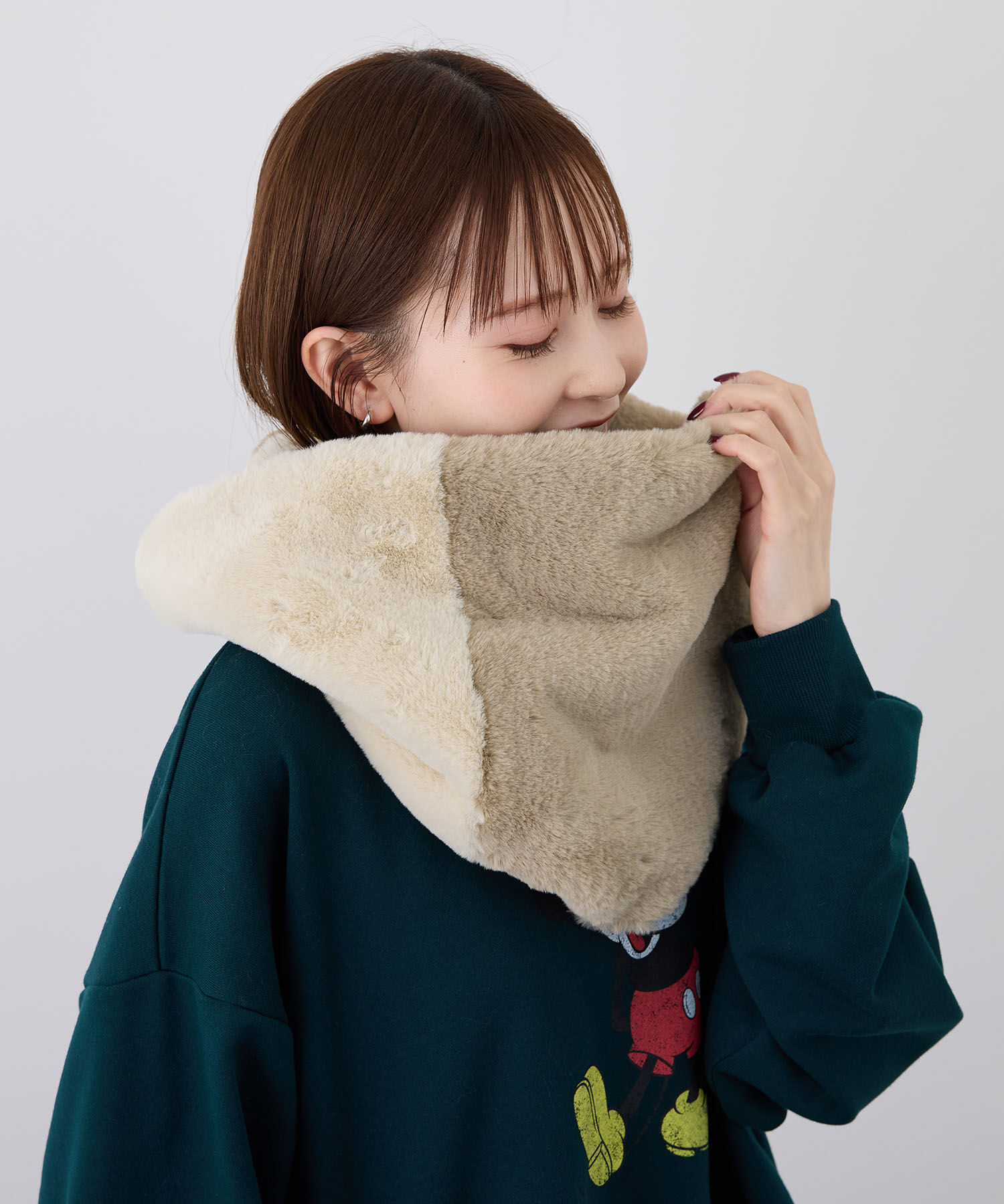 ROPE PICNIC PASSAGE「ソフトフェイクファーバイカラースヌード」|ストール|