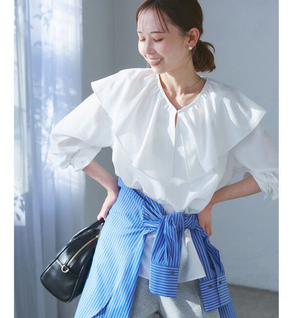 Rope&rsquo;Picnic「フレアカラーブラウス/UVカット・接触冷感・吸水速乾」|シャツ・ブラウス|シロメイン