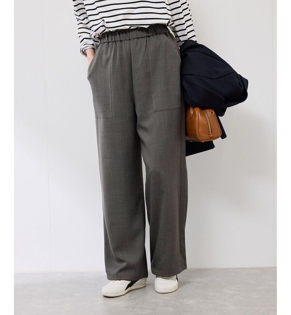 Rope&rsquo;Picnic「ドロストリラックスイージーワイドパンツ」|チノ|チャコール(06)