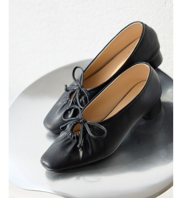 ROPE PICNIC PASSAGE「リボンギャザーミドルヒールパンプス」|パンプス|