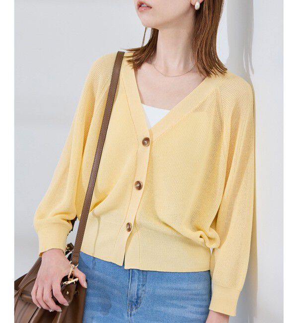 Rope&rsquo;Picnic「LEVITA片畔ニットカーディガン」|カーディガン|イエロー(80)