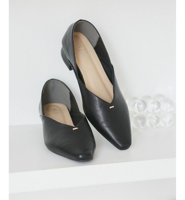 ROPE PICNIC PASSAGE「Vカットソフトバブーシュ」|パンプス|ブラック(01)