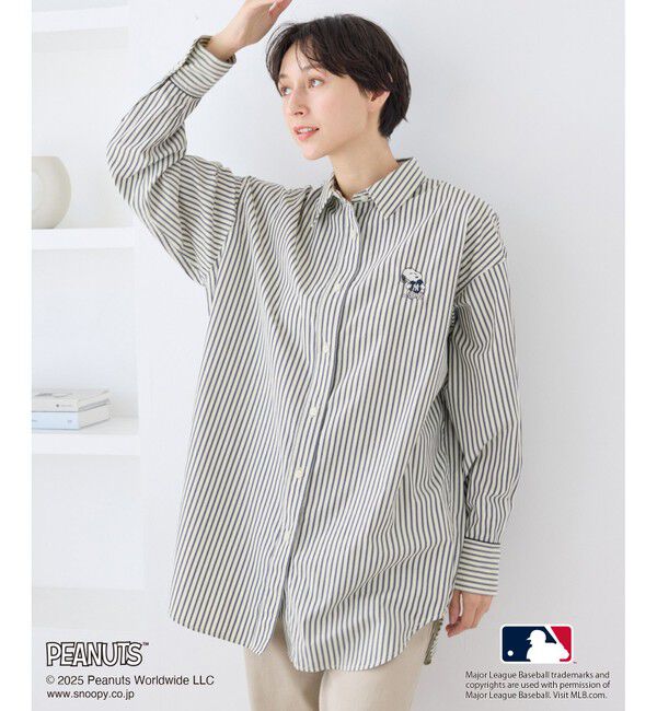 Rope&rsquo;Picnic「【PEANUTS&times;MLB COLLECTION by ROPE' PICNIC】オーバーサイズシャツ」|シャツ・ブラウス|