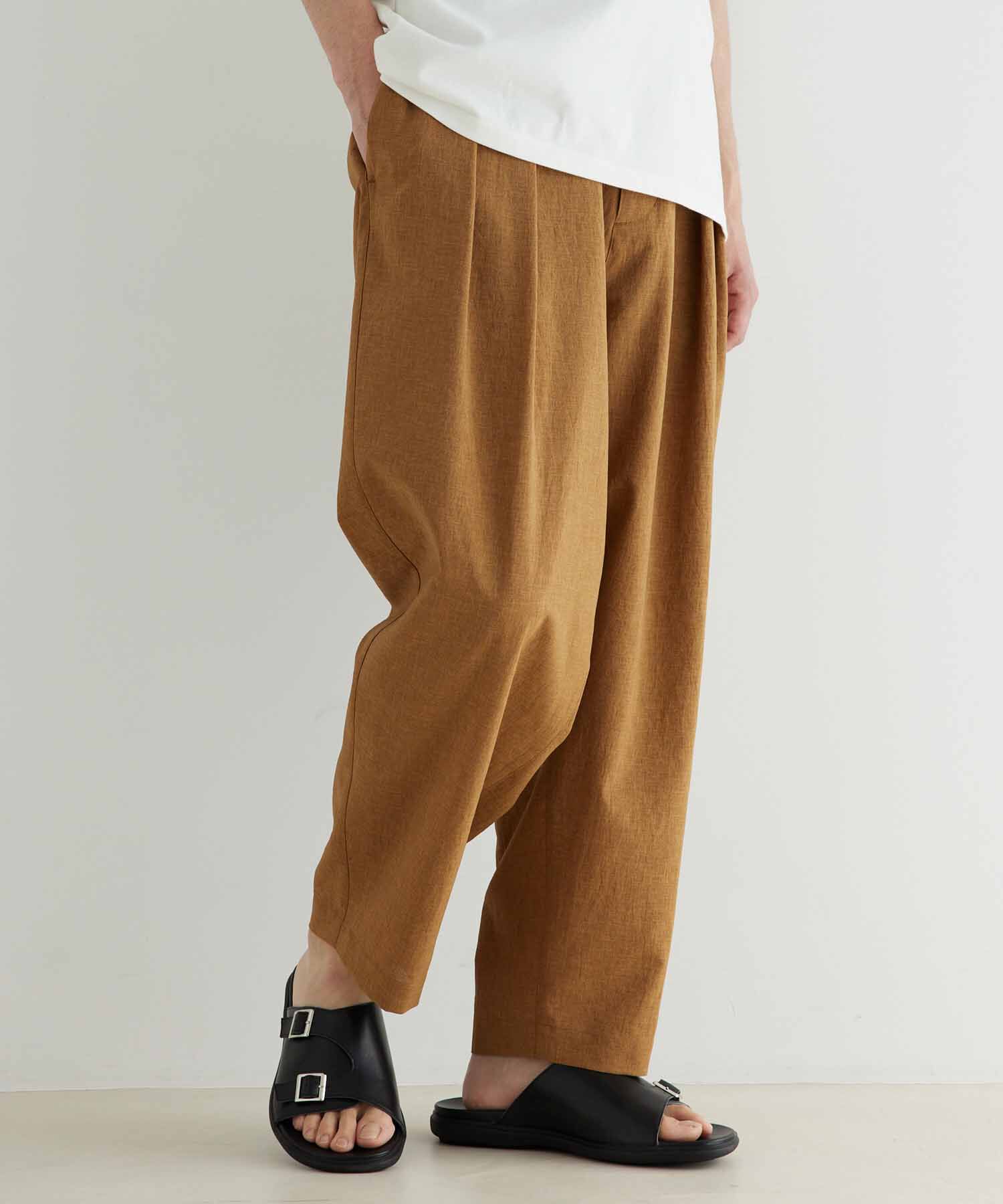 ADAM ET ROPE'「接触冷感 ワイド テーパード アンクルパンツ/イージーケア/吸水速乾」|その他|キャメル系(26)