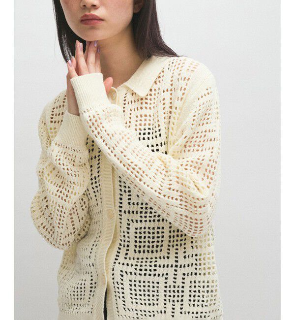 ADAM ET ROPE'「【サステナブル】クロシェライクカーディガン」|カーディガン|