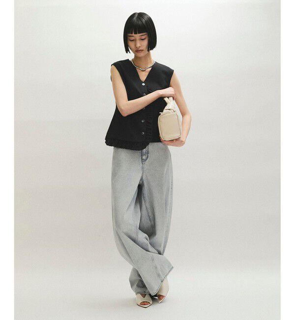 ADAM ET ROPE'「【WEB限定】ラッフルコンビスリーブレストップス」|Tシャツ・カットソー|