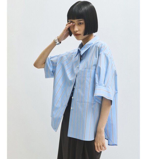 ADAM ET ROPE'「【サステナブル】バウンスカフステントラインシャツ」|シャツ・ブラウス|