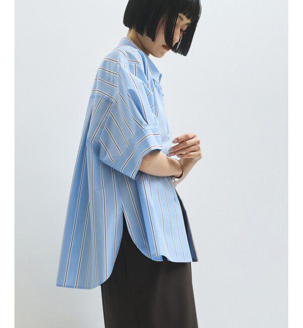 ADAM ET ROPE'「【サステナブル】バウンスカフステントラインシャツ」|シャツ・ブラウス|