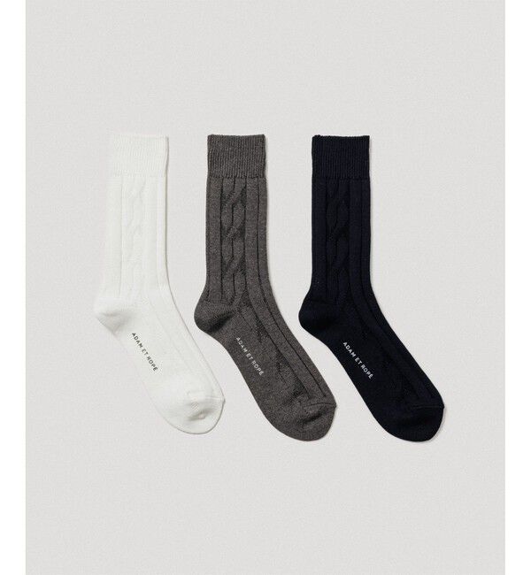 ADAM ET ROPE'「コーミング ケーブル編みソックス」|ソックス|