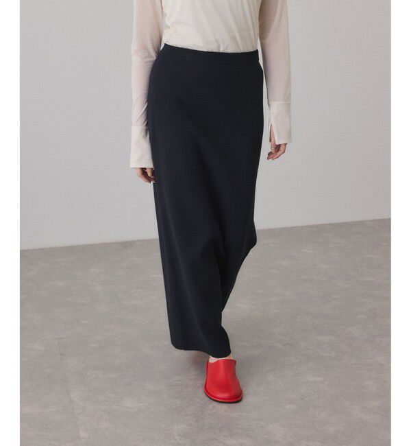 ADAM ET ROPE'「【サステナブル】ニットストレートスカート」|スカート|ネイビー(40)