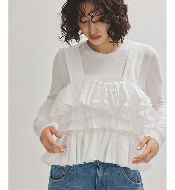 ADAM ET ROPE'「フリルベストセットロンT」|ベスト・ジレ|