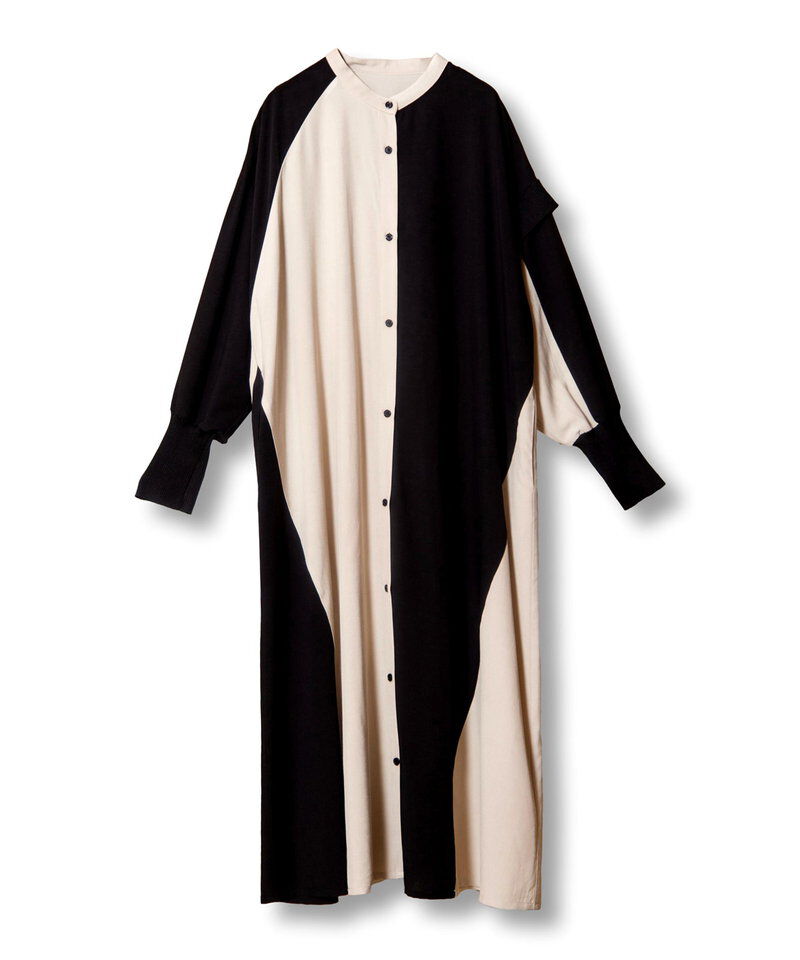  「バイカラーシャツワンピース」|ワンピース|