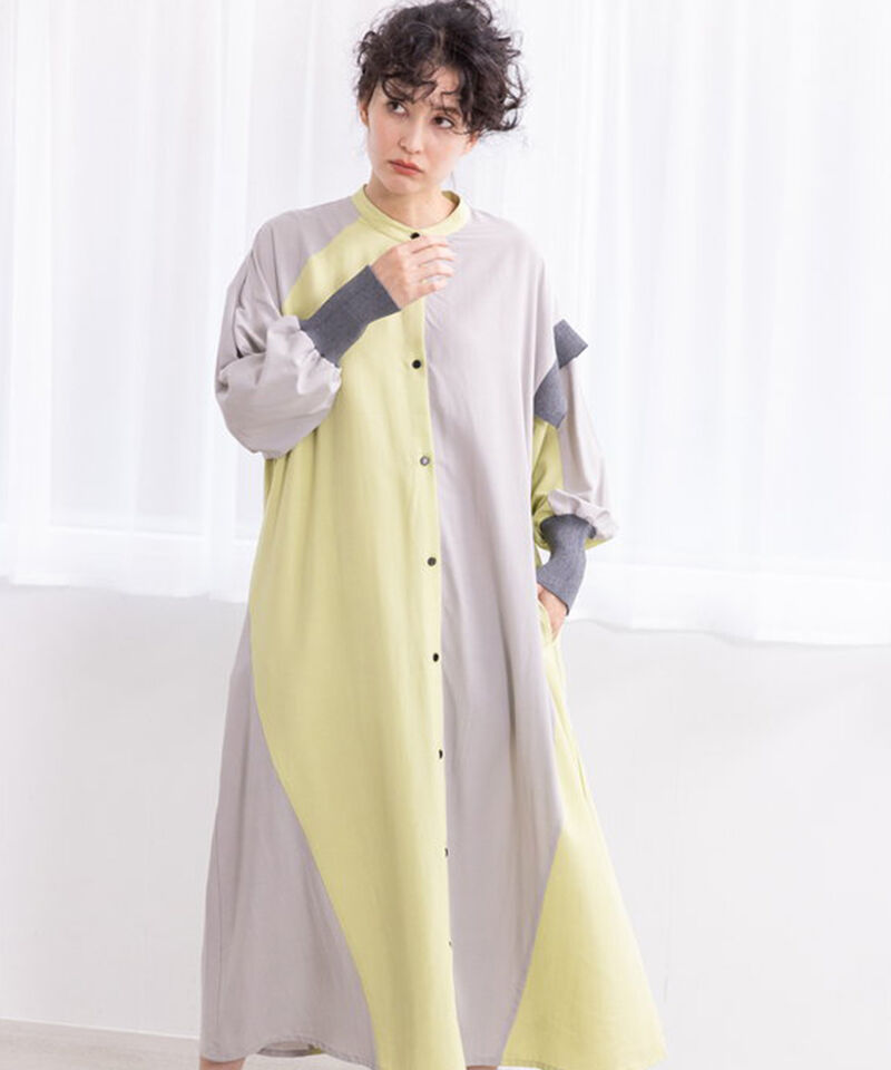  「バイカラーシャツワンピース」|ワンピース|L.GREEN