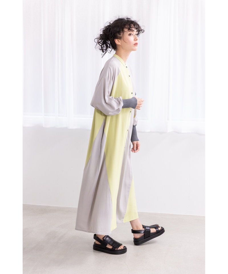  「バイカラーシャツワンピース」|ワンピース|