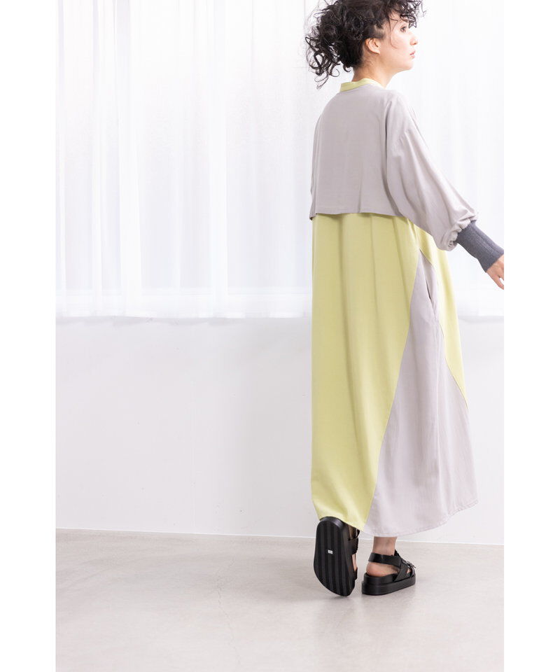  「バイカラーシャツワンピース」|ワンピース|