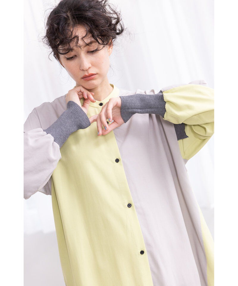  「バイカラーシャツワンピース」|ワンピース|