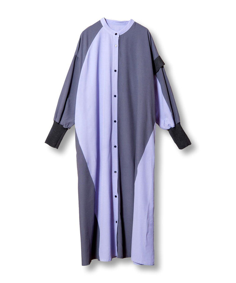 「バイカラーシャツワンピース」|ワンピース|PURPLE