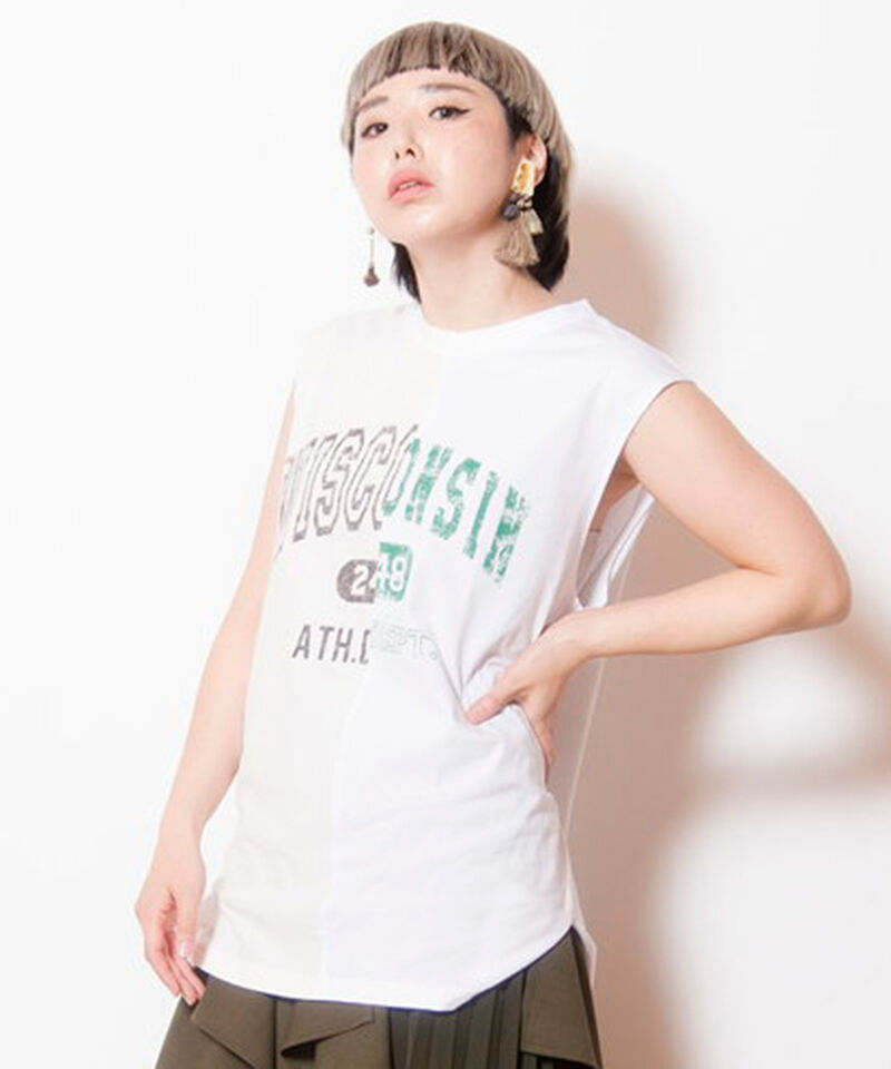  「切替プリントタンクトップ」|Tシャツ・カットソー|WHITE