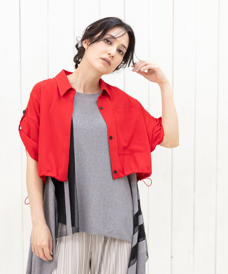  「クロップド切替シャツブラウス」|シャツ・ブラウス|