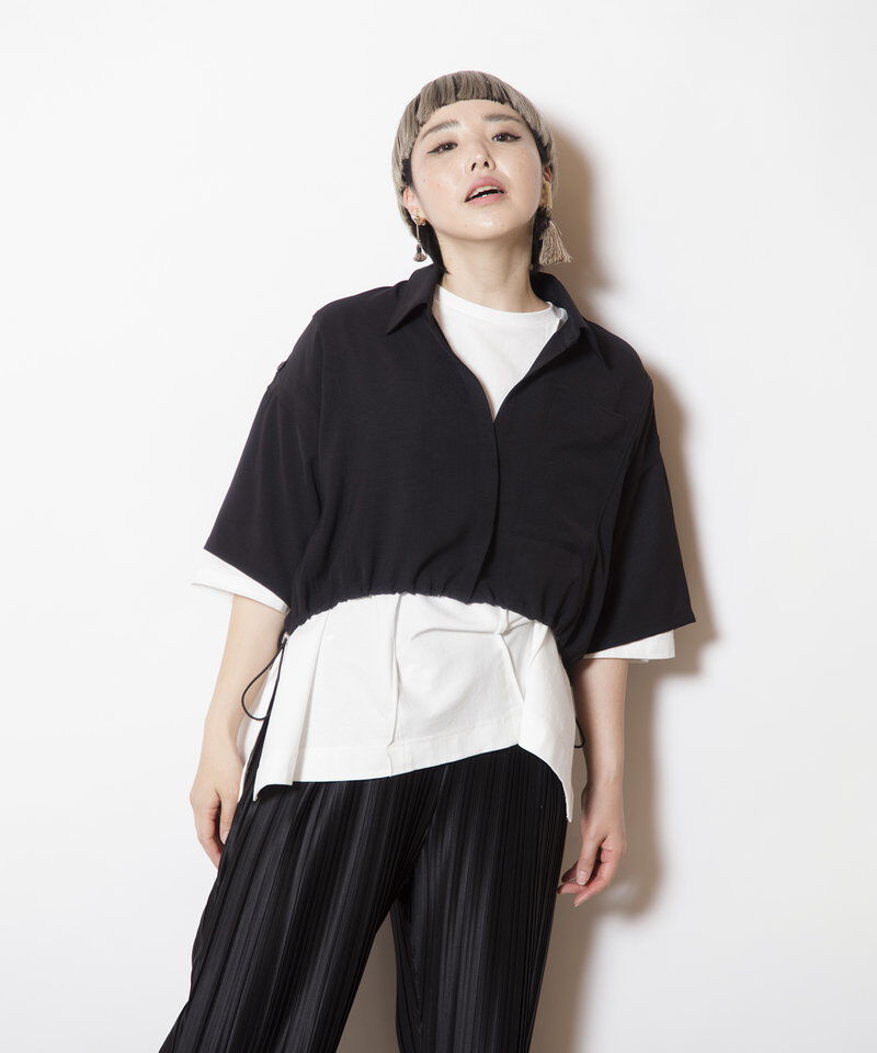  「クロップド切替シャツブラウス」|シャツ・ブラウス|