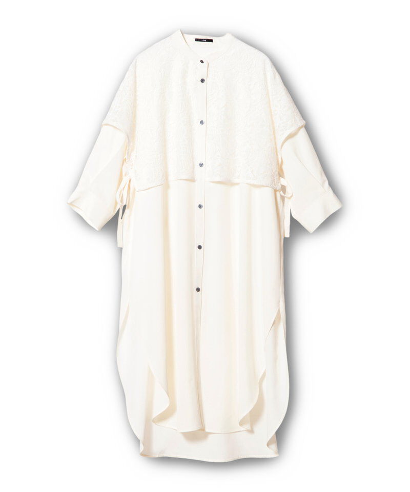  「レースレイヤードロングシャツ」|シャツ・ブラウス|