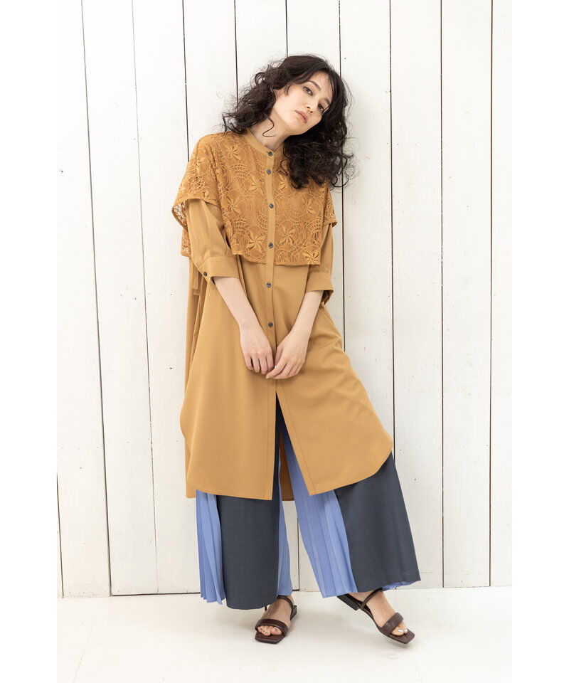  「レースレイヤードロングシャツ」|シャツ・ブラウス|