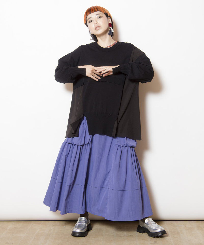  「ギャザーポケットフレアースカート」|スカート|