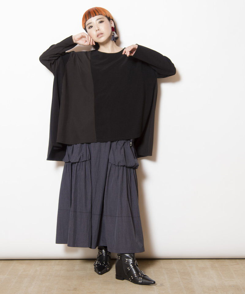  「ギャザーポケットフレアースカート」|スカート|