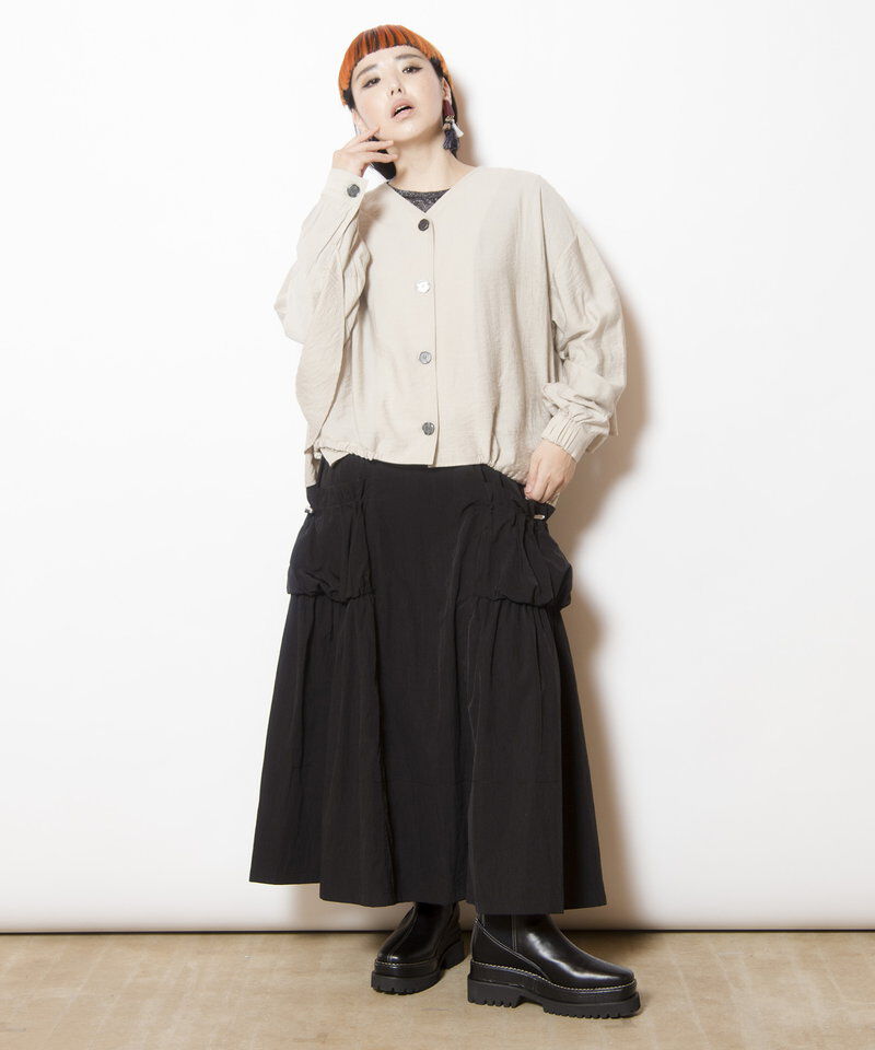  「ギャザーポケットフレアースカート」|スカート|