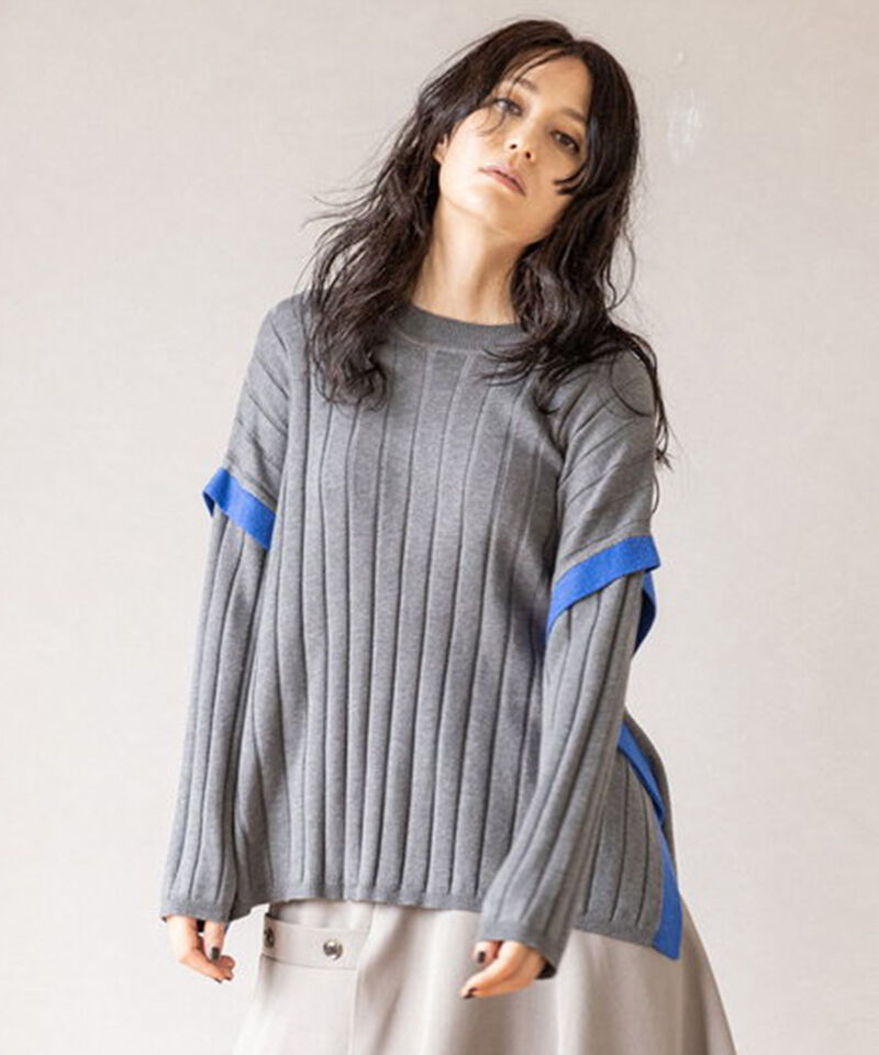  「ワイドリブニットプルオーバー」|ニット・セーター|GRAY