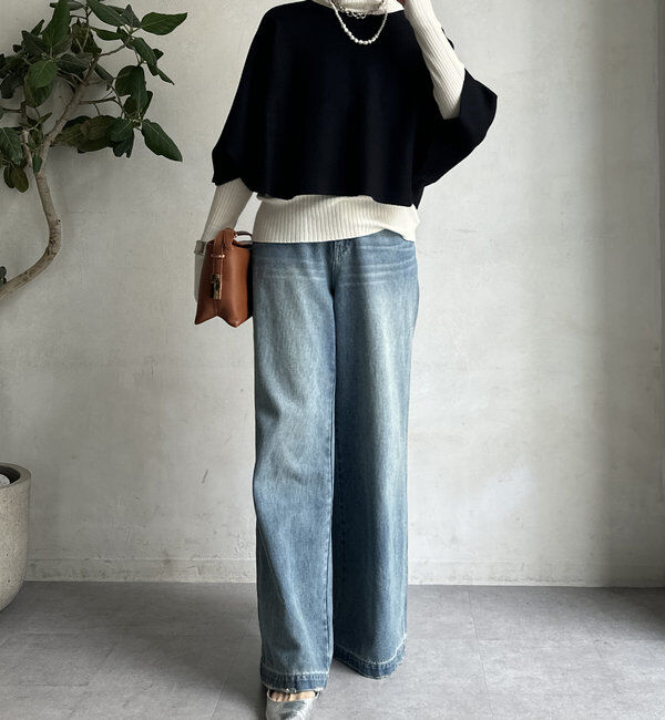  「【WEB限定】ケープアンサンブルニットトップス」|ニット・セーター|