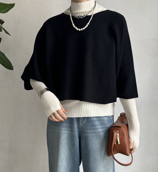  「【WEB限定】ケープアンサンブルニットトップス」|ニット・セーター|
