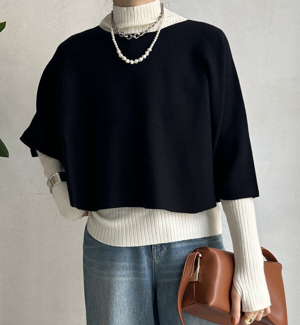  「【WEB限定】ケープアンサンブルニットトップス」|ニット・セーター|