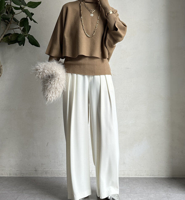  「【WEB限定】ケープアンサンブルニットトップス」|ニット・セーター|