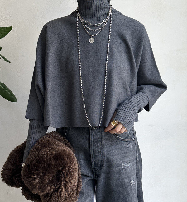  「【WEB限定】ケープアンサンブルニットトップス」|ニット・セーター|