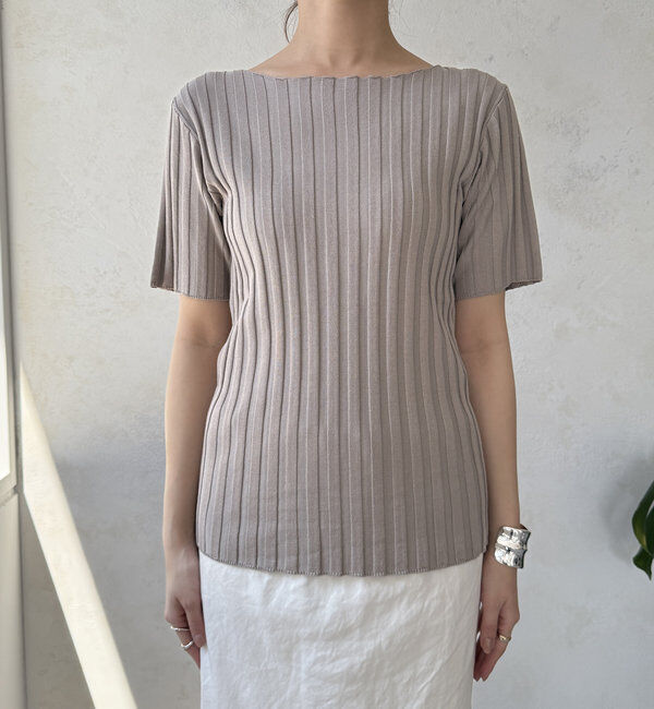  「【WEB限定】ワイドリブハーフスリーブニット」|ニット・セーター|