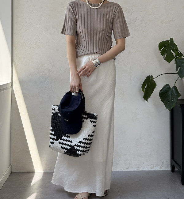  「【WEB限定】ワイドリブハーフスリーブニット」|ニット・セーター|