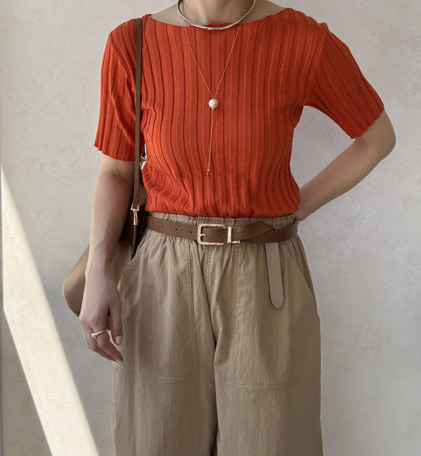  「【WEB限定】ワイドリブハーフスリーブニット」|ニット・セーター|