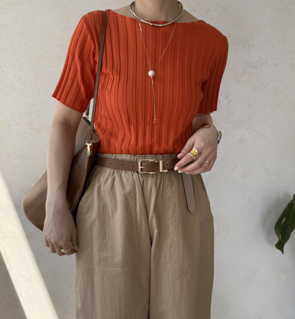  「【WEB限定】ワイドリブハーフスリーブニット」|ニット・セーター|