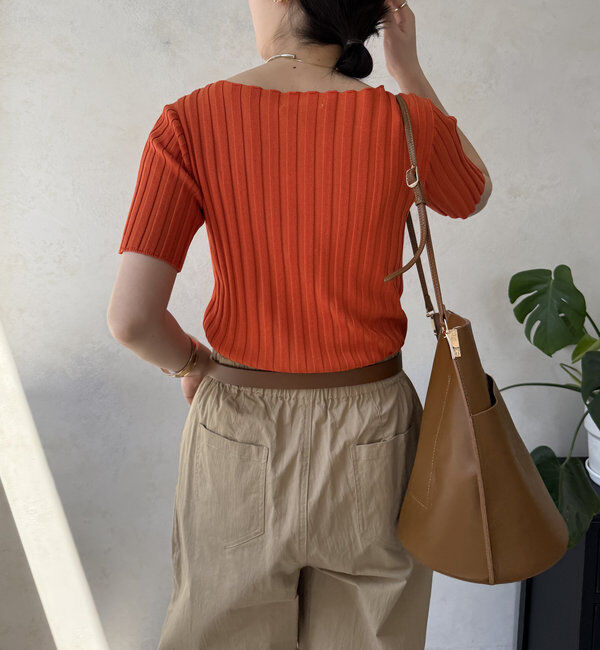  「【WEB限定】ワイドリブハーフスリーブニット」|ニット・セーター|