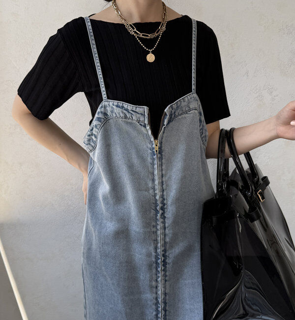  「【WEB限定】ワイドリブハーフスリーブニット」|ニット・セーター|